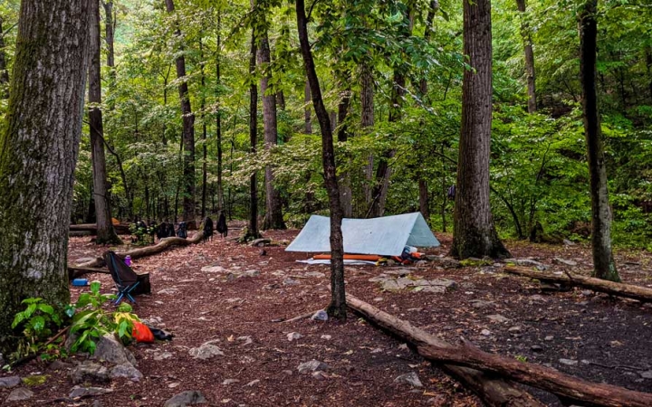 a campsite on an outward bound trip near DC